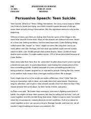 teenage suicide persuasive essay