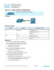 1.1.7 Lab – Basic Switch Configuration(Done).docx