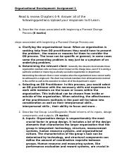 Organizational Development - Chapters 4-9 Assignment 2 C.docx
