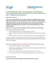 Workforce, 6.01 Holland Code Assessment .docx