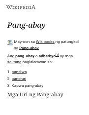 Pang-abay.pdf - Pang-abay Mayroon sa Wikibooks ng patungkol sa Pang