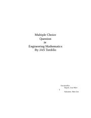 MULTIPLE CHOICE QUESTIONS in ENGINEERING MATHEMATICS By JAS Tordillo