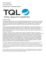 Total Quality Logistics  LSCM.docx