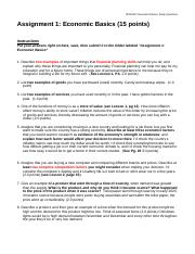Assignment 1- Economic Basics.doc