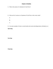 Principles of Accounting I Chapter 13 Handout