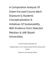 A Comparative Analysis Of Green-Focused Course Work Exposure & Students Conceptualization & Initiati