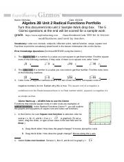 Alg 2B Unit 2 Radical Functions Gizmo Portfolio .docx - Name: Nicholas ...