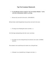 Top Ten Grammar Homework