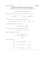 Sample Final Exam on Theory of Partial Differential Equations