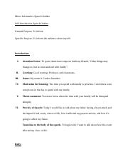 Minor Informative Speech - Introduction Speech Sample Outline 22.docx
