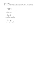Additional Exercises Partial Fractions-ANSWER KEY