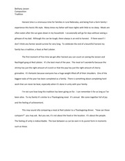Family Tradition Essay- Harvest Time