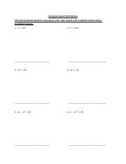 Solving by Square Root Review Hon.pdf