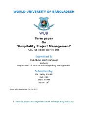 Hospitality Project Management Term paper.docx