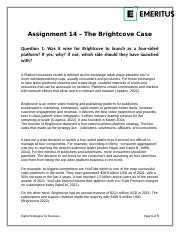 Assignment 14 The Brightcove Case- Setup and Questions.docx