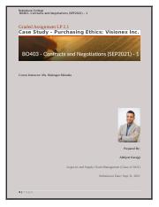 Graded LP2.1 - Case Study – Purchasing Ethics  - Visionex Inc. - Abhijeet Karajgi.docx