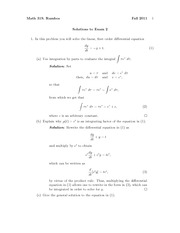 Exam 2 Solution Fall 2011 on Calculus II with Applications to the Life Sciences