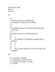 Wordly Wise 3000 book 11 lesson 6 answer key