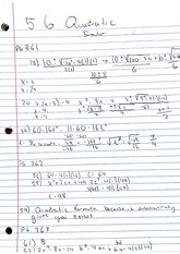 Homework, Quadratic Formula