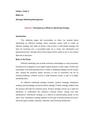 strategic marketing reflection 6 module 8.docx