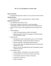 The US as an Emerging Power Study Guide history 151