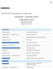 Colby College 2018 2019 Academic Calendar Pdf Academics 2018 2019 Academic Calendar Fall 2018 Summer 2019 Schedule Is Subject To Change Adopted Course Hero