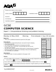 June 2018 QP - Paper 1 AQA Computer Science GCSE.PDF