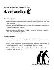 2014 Geriatrics Objectivse and References