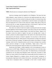 argumentative same sex marriage essay