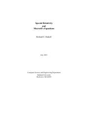 Special Relativity and Maxwells Equations