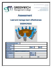 Assessment - Lead and manage team effectiveness - BSBWOR502.pdf