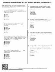 General ESL Vocabulary MCQ Test With Answers – Advanced Level Exercise 12.pdf