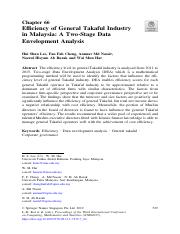 10. 2019. Lee. Efficiency of General Takaful Industry in Malaysia_A Two-Stage Data Envelopment Analy