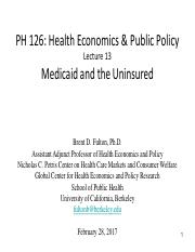 13. Medicaid and the Uninsured 02.28.17