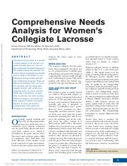 Chorney 2021, Comprehensive Needs Analysis for Womens Lacrosse.pdf