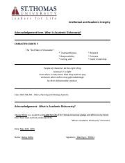 B. White - Acknowledgement Form, What is Academic Dishonesty.pdf