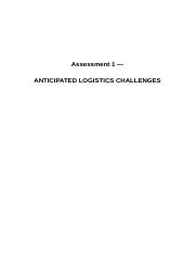 ANTICIPATED LOGISTICS CHALLENGE - IL assignment.docx