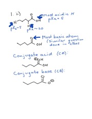 Answers to the acid base chemistry questions not covered in class