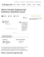What is Genetic Engineering? - Definition, Benefits & Issues - Video & Lesson Transcript | Study.com