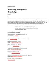 Ch 6 Background Knowledge 1 .docx - Assessing Background Knowledge Prices  Directions: How much do you know about the factors that cause price change?  | Course Hero