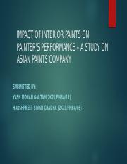 PPT ON IMPACT OF INTERIOR PAINTS ON PAINTER'S PERFORMANCE.pptx