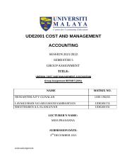cost and management accounting assignment pdf
