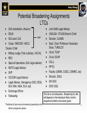 army broadening assignments examples