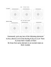 Joshua Kaleab -  Bohr model Homework, pick any two of the following elements H,He,Li,Be,B,C,N,O,F,Ne