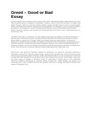 Essay about greed
