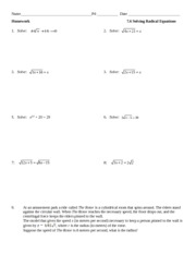 Honors Algebra 2 - 7_6 HW Solving Radical Equations