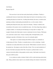 Theodicy and Judaism Response Paper