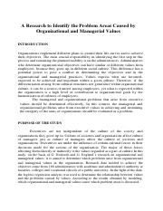 A Research to Identify the Problem Areas Caused by Organizational and Managerial Values Reyes Ma. Lu