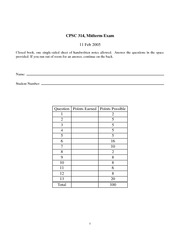 CPSC 314 Spring 2005 Midterm Exam Solutions