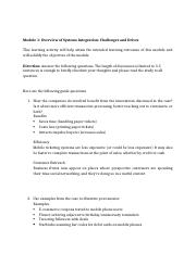 Module 1 - Activity No 2 Short Answer Essay Overview of Systems Integration Challenges and Drives  -